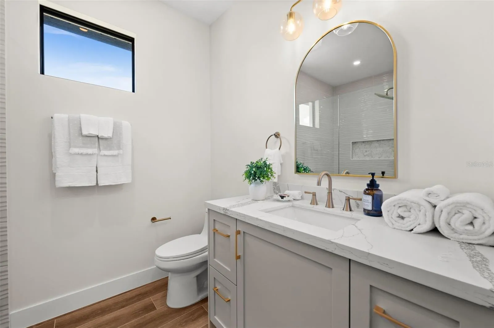 Guest Bathroom with Quartz Vanity.