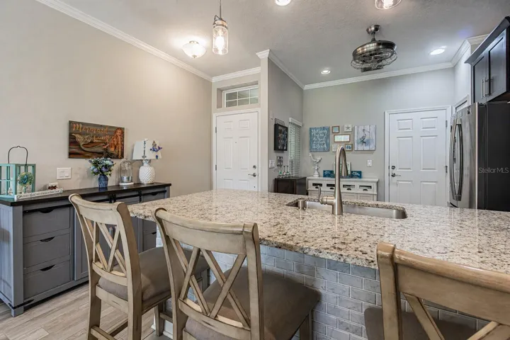 Breakfast bar with custom tile.
