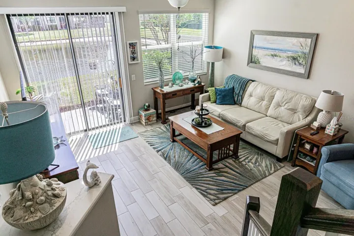 Great room overlooking pond.