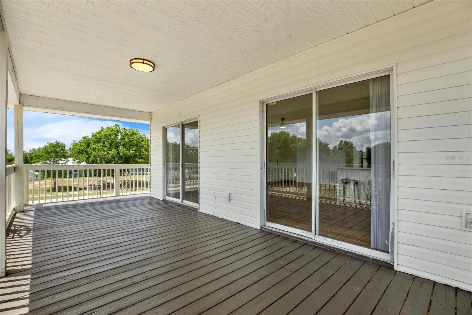 Sliding doors go into the living and kitchen area