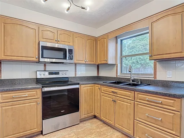 good cabinet space and a new microwave