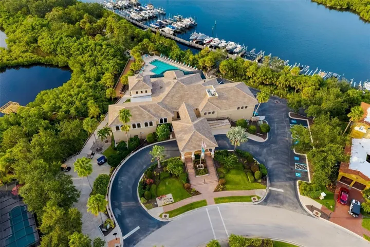 Aerial view of community amenities