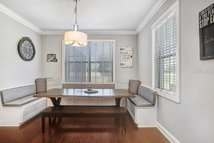Built in bench seating with storage shelves