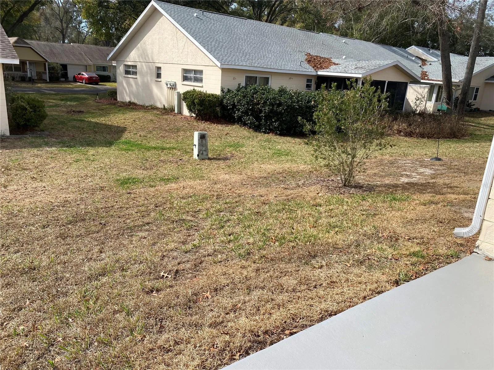 Side view of the front of the house