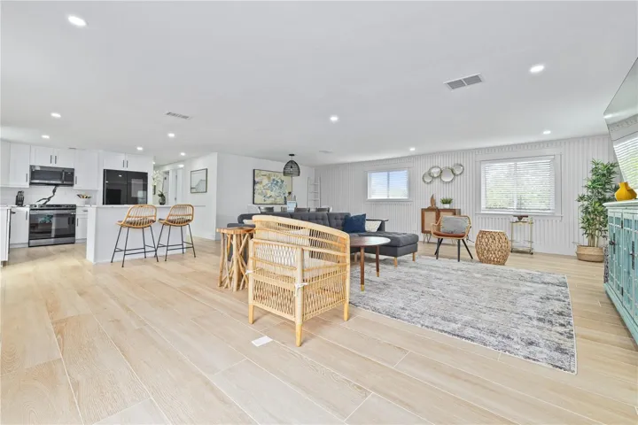 open living/dining space