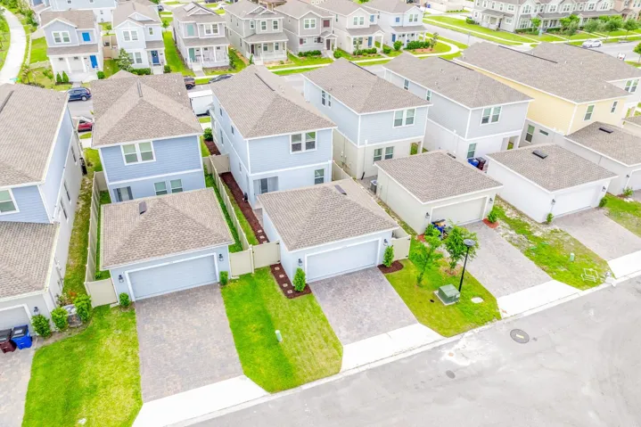 Aerial view of the back of the home.