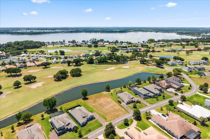 High views of Lake Beauclair, Lake Carlton in distance, and causeway entrance to Deer Island (top right)