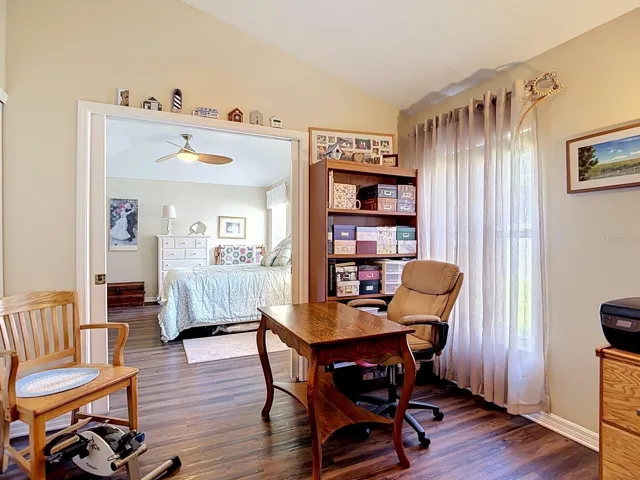 Attached flex space to primary bedroom suite can be easily converted to 4th bedroom if desired. Currently it's used as a den/home office but can be an excercise  room, nursery, hobby/craft room, music room. You decide!
