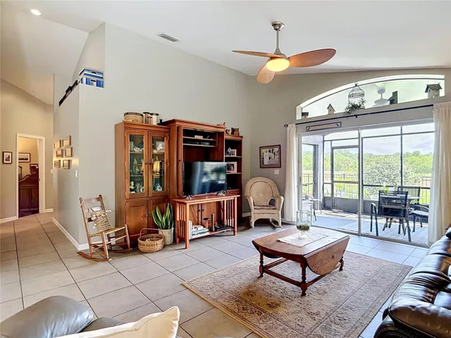 Genrously sized family room opens to kitchen