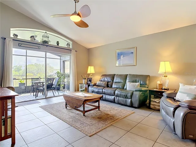 Genrously sized family room opens to kitchen