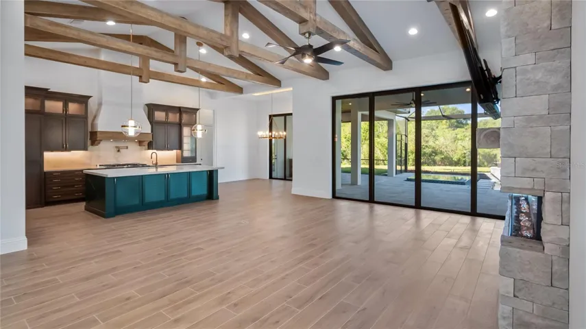 great room looking at pool