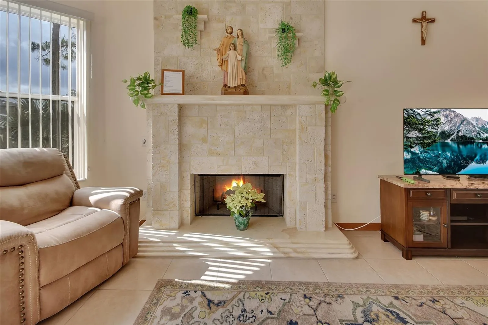 Wood-burning fireplace