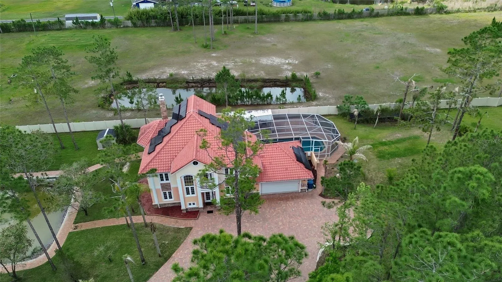 Drone view of property