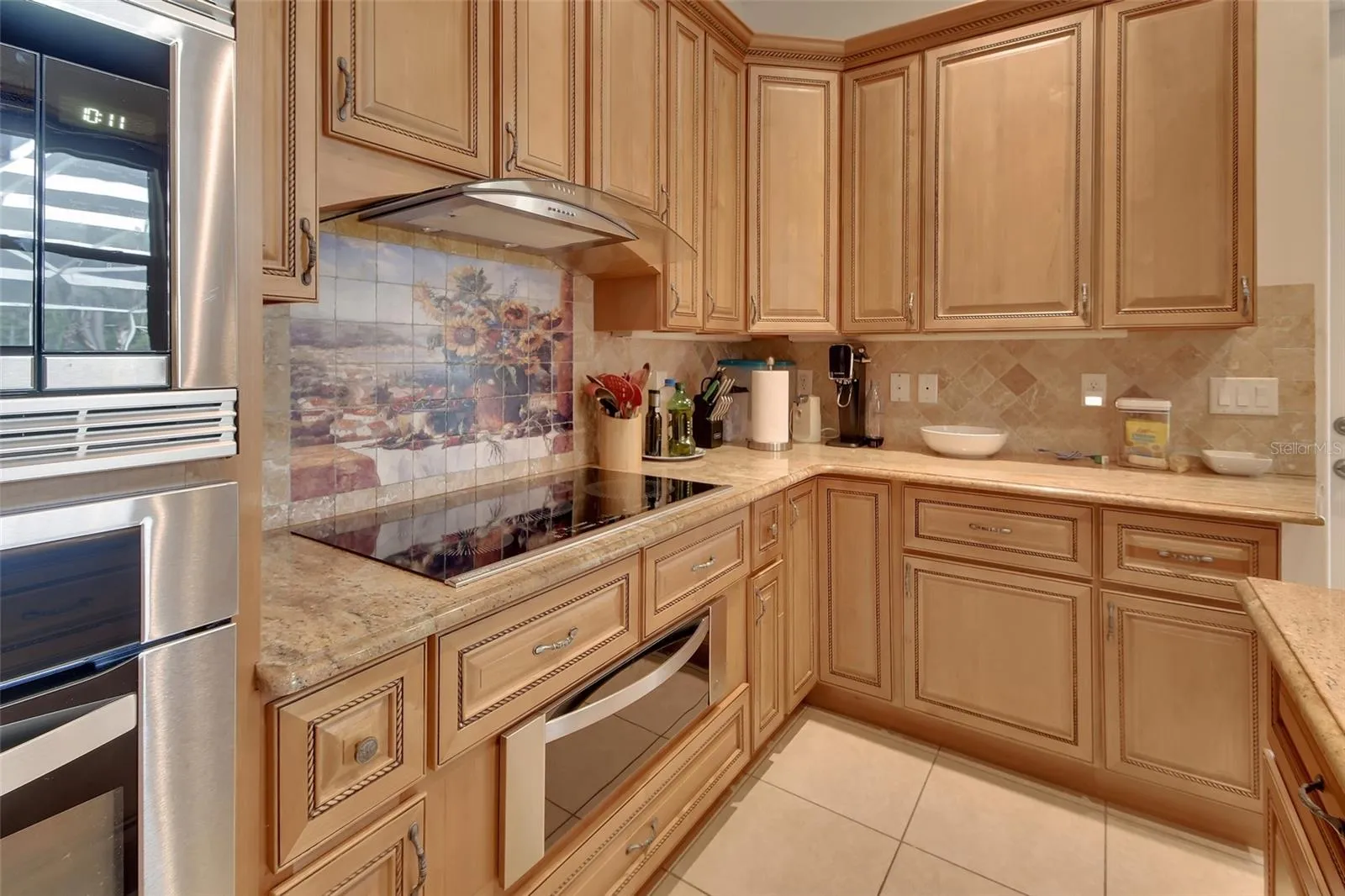 View of cooktop and workspace