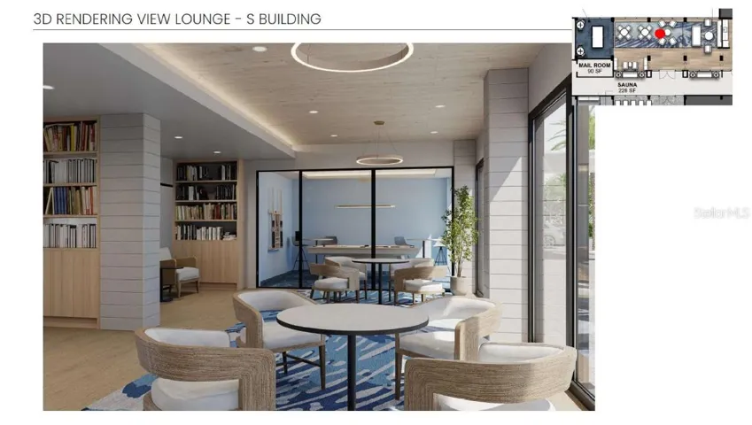 450 South Building - 3D Rendering Lounge