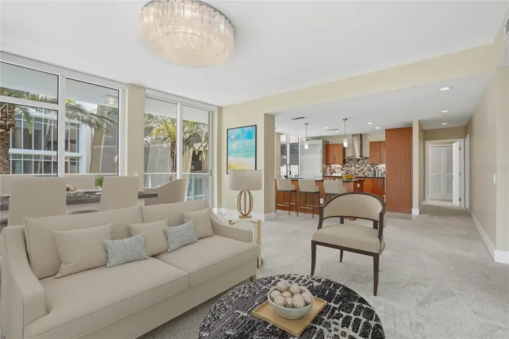 Open Living / Dining / Kitchen Virtually Staged