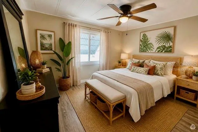 Virtually staged guest bedroom