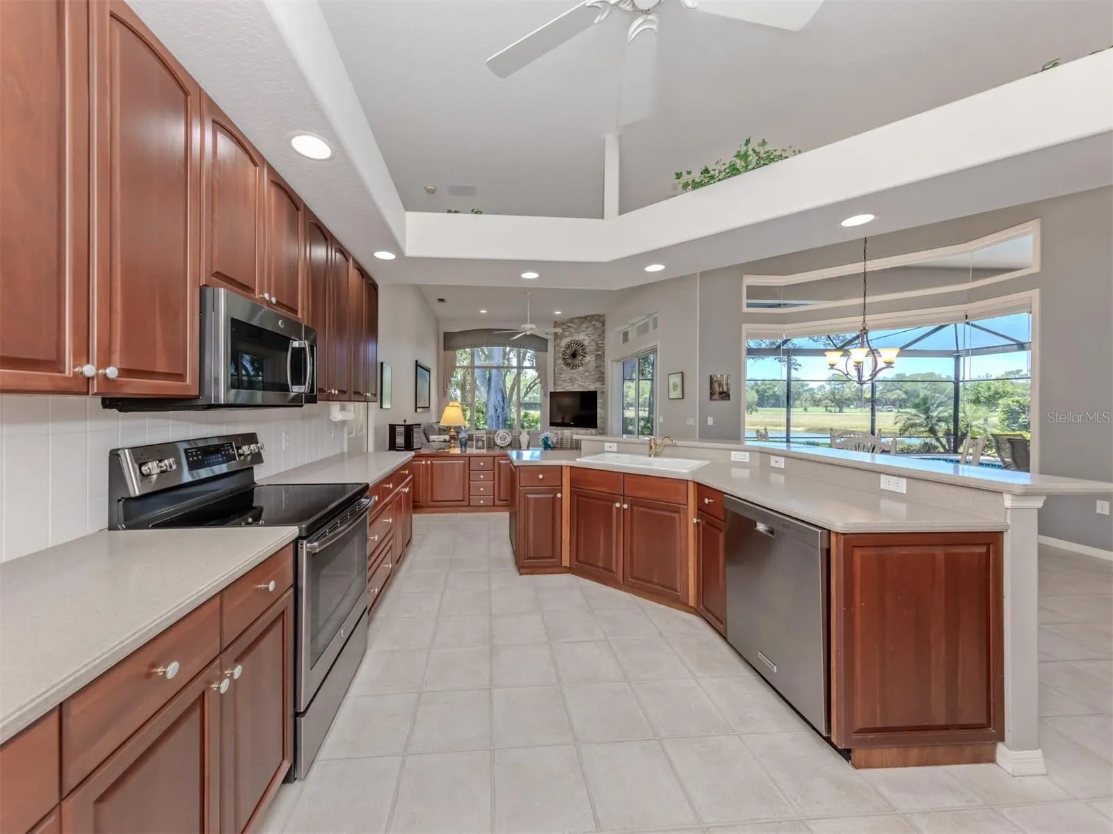 Solid wood cabinets and corian countertops