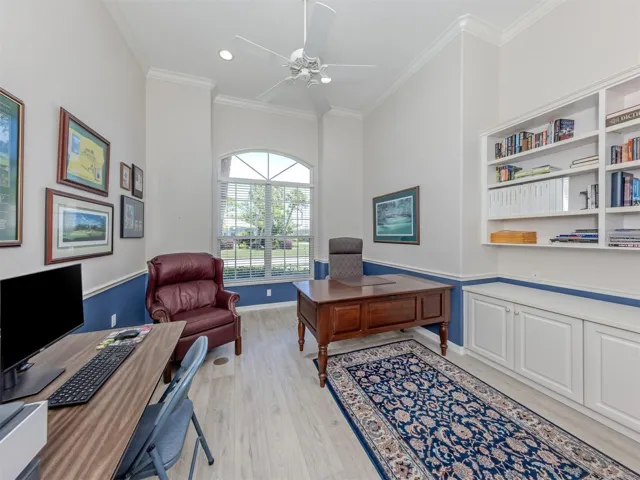 Office with built-in cabinets