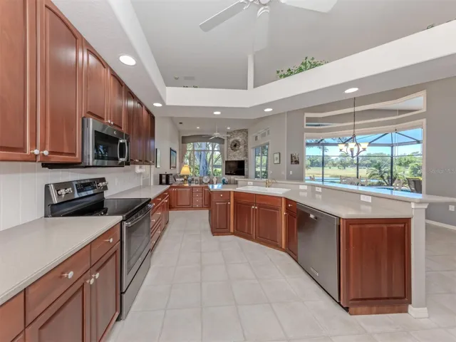 Solid wood cabinets and corian countertops