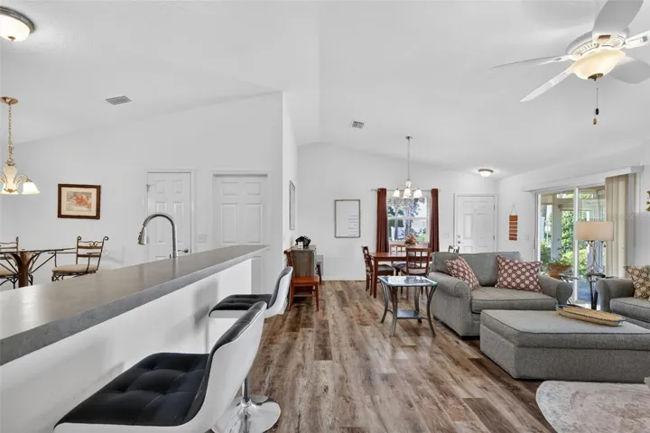 Kitchen, Living, and Dining Rooms