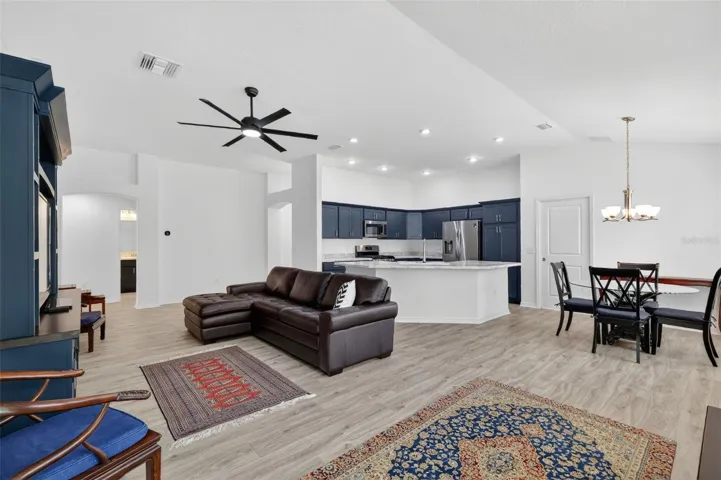 Kitchen, Living, and Dining Rooms