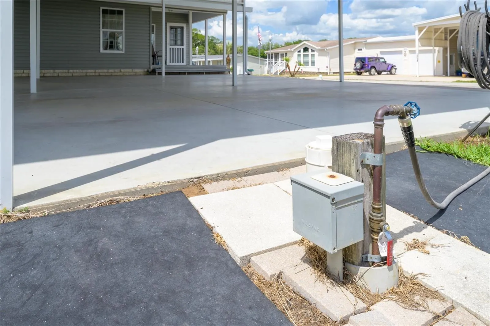 Here is the electrical and pump station for the RV port for hoodups.  This hooks to community sewer system.