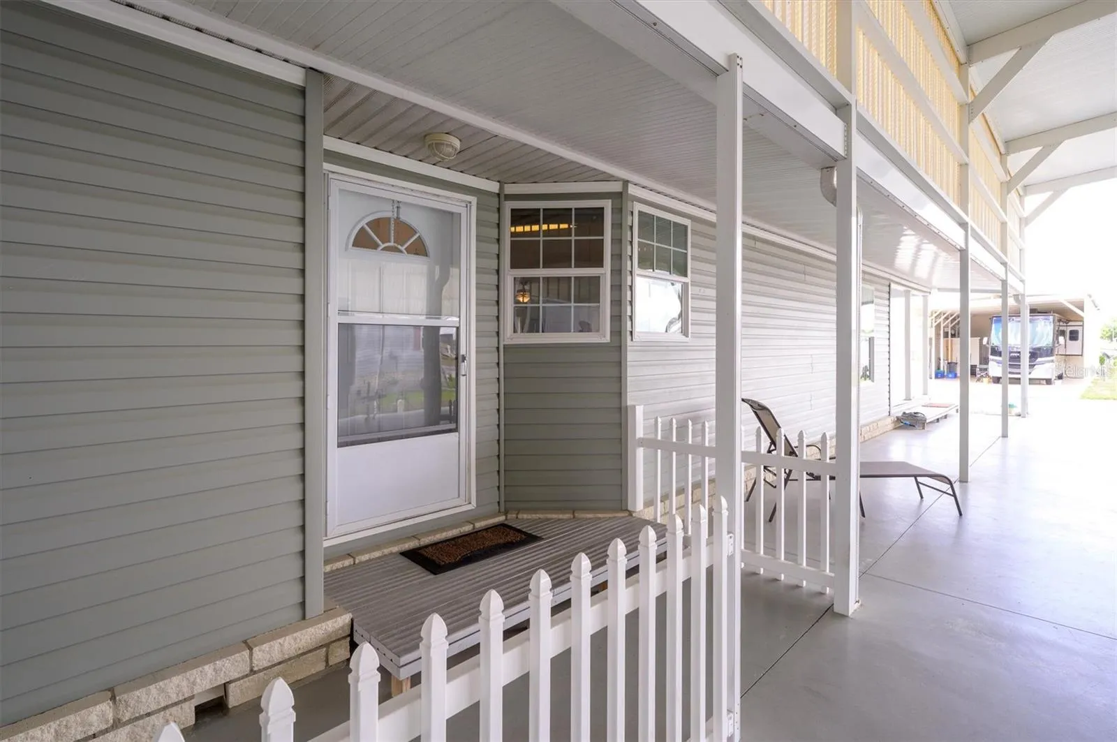 From front door looking out towards road.  So much room for guests to lounge, fun times,  storage, etc.