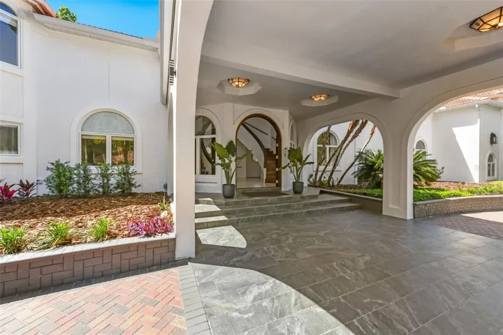View from the Porte Cochere to Front Doors