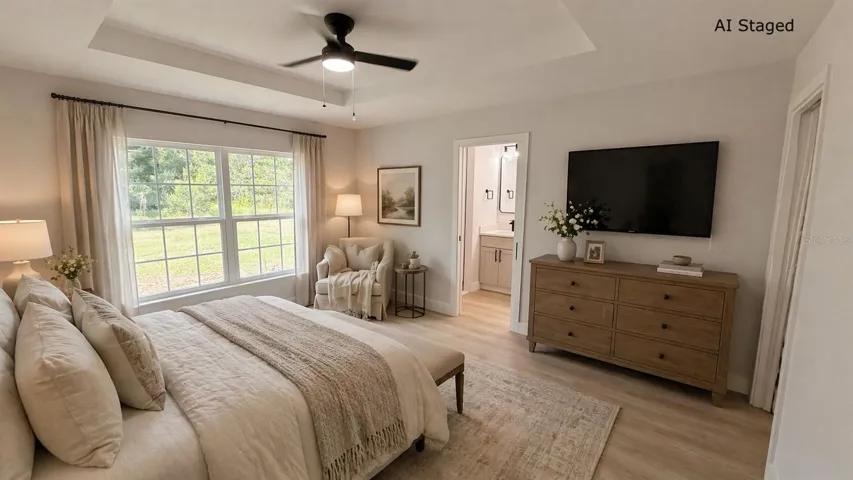MAster bedroom AI staged