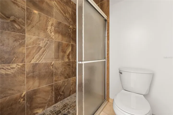 Walk in shower in main bath