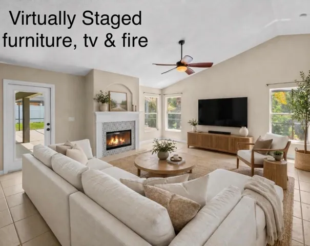 Virtually Staged Furniture, TV, Fire