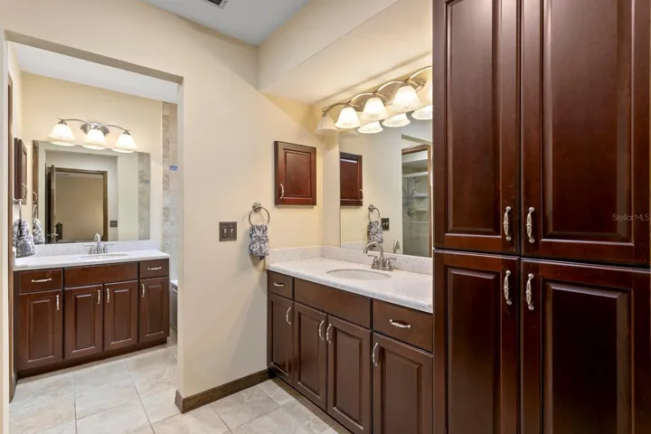 Primary bath with split vanities