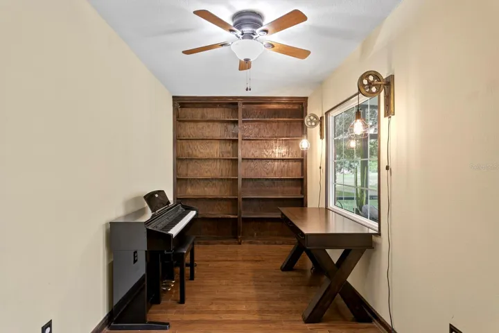 1st floor office w/built-in shelving unit