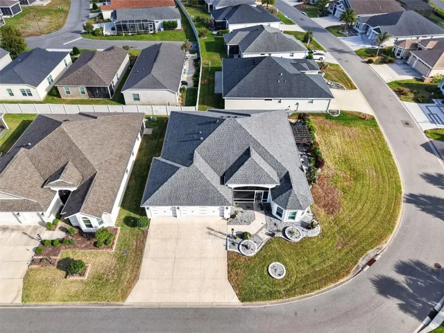 Aerial Front Elevation with Large Corner Lot and ROOM FOR A POOL!