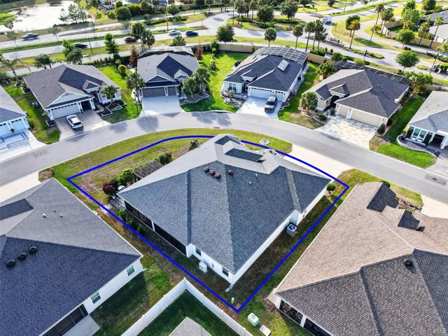 Aerial Rear and Side Aerial Rear and Side Elevation with Property Lines and Large Corner Lot