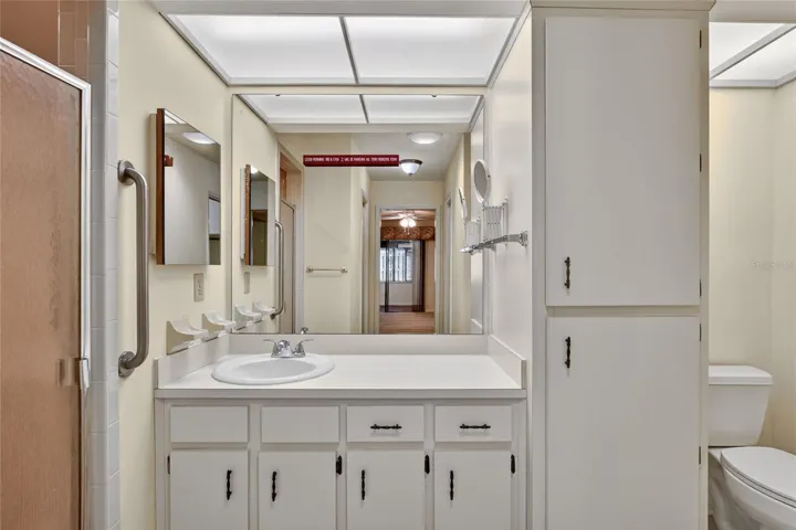 Vanity with linen cabinet