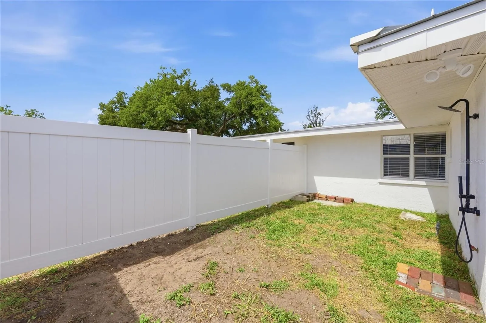 fenced back yard