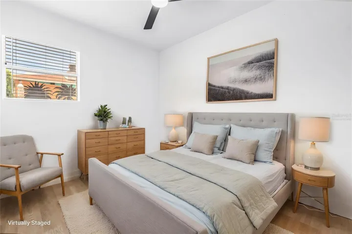 Virtually staged back unit bedroom #2.