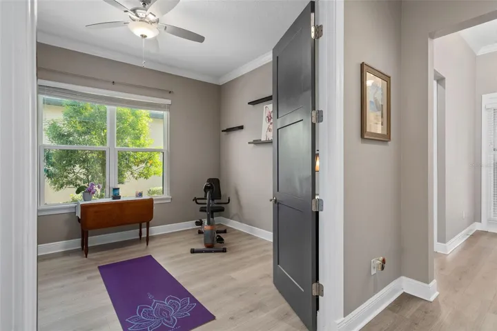 The Flex Space is being utilized as an Exercise Room. This is also a great space for an Office / Den or Study.