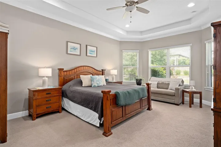 Primary Suite with 10' Ceilings and Tray Ceiling. The Bay Window Upgrade just makes this room