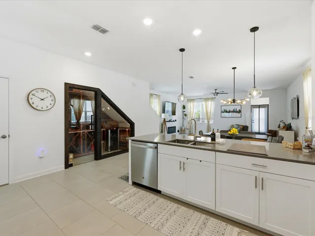 View of the wine cellar from the kitchen