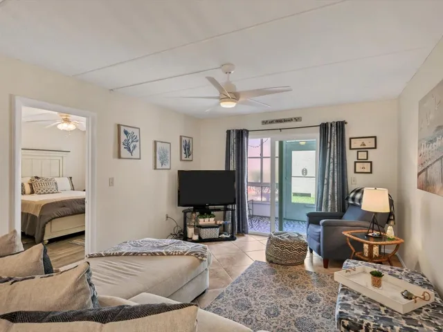 Living room with slider to lanai