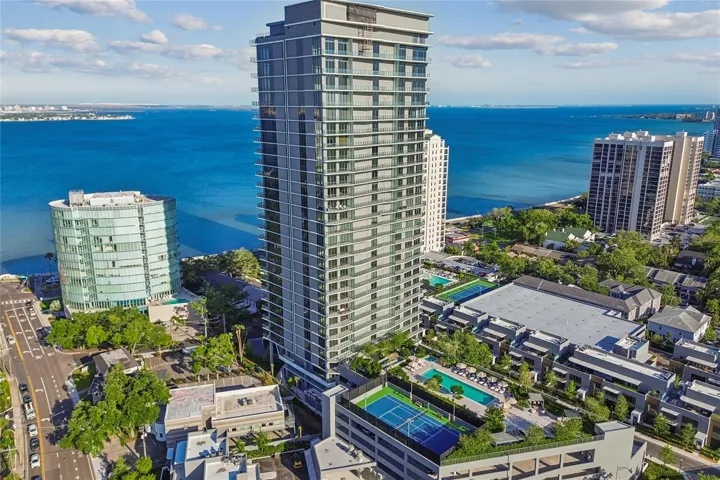 Aerial shot Ritz-Carlton Tower II water view
