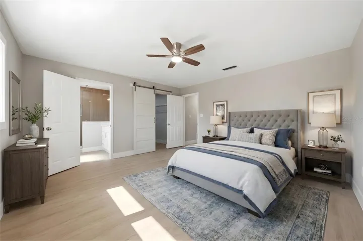 Virtually Staged primary suite highlighting size and layout