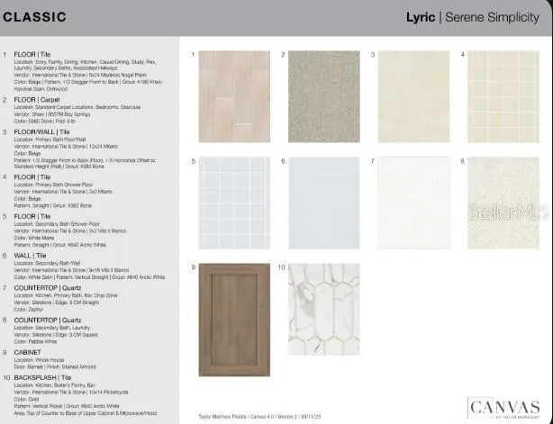 5103 Lost Key Place design selections.  Home is under construction and selections are subject to change.