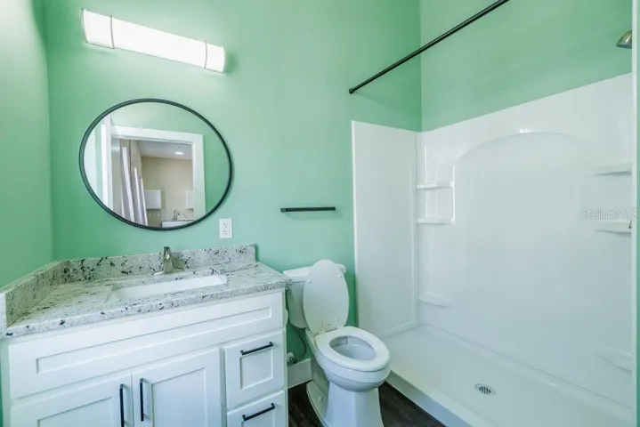 Full bathroom with shower.