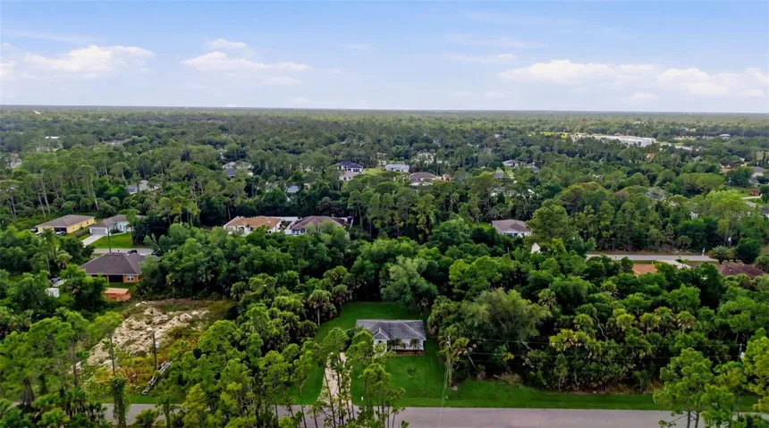 Additional aerial view with expansive greenery
