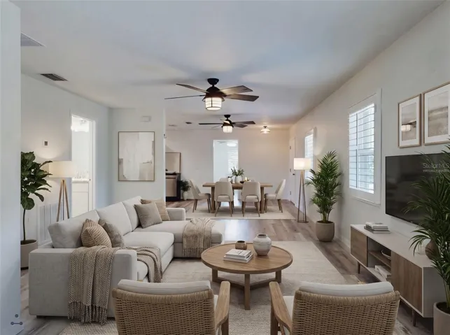 virtually staged family & living room