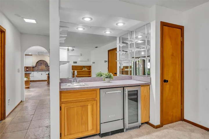 Beverage fridge, ice maker and wet sink